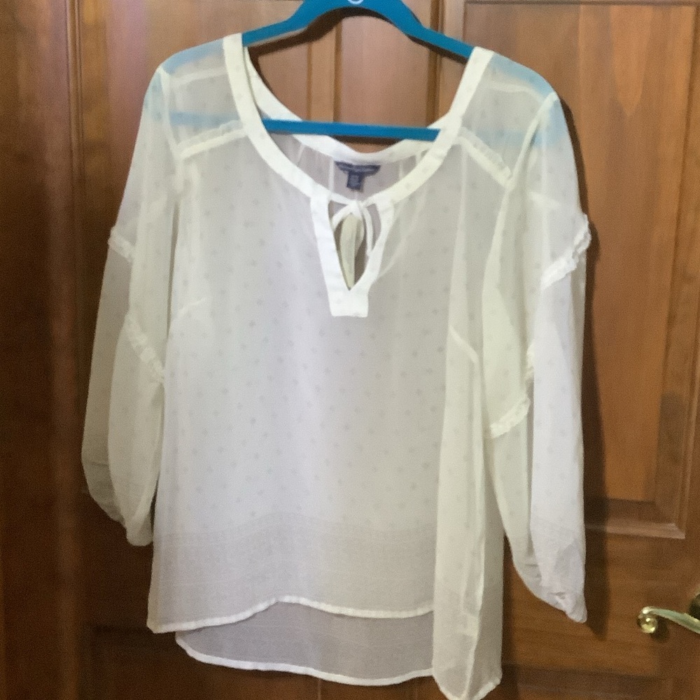 American Eagle Outfitters Cream Sheer Blouse